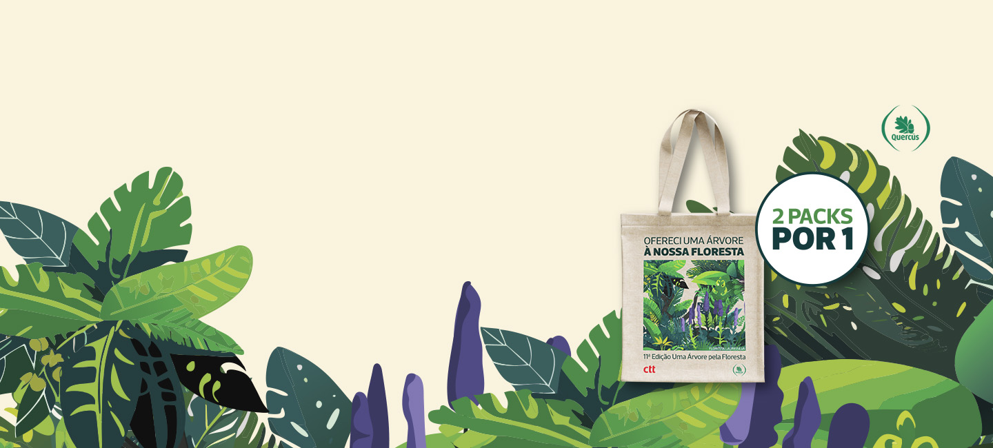 Imagem da totebag da campanha Uma Árvore pela Floresta e onde se pode ler 